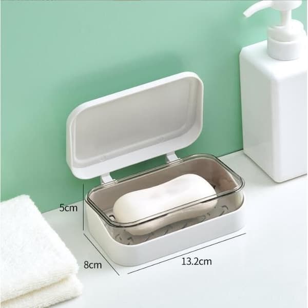 (Vit) Tvålkopp - Resa - Rektangulär - Läcksäkert Lock - Design med Dränering - Kompakt white