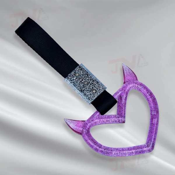 Safcoussins-Anneau Tsurikawa i form av ett demonhjärta, JDM-biltillbehör, Tsurikawa-rem Glitter purple
