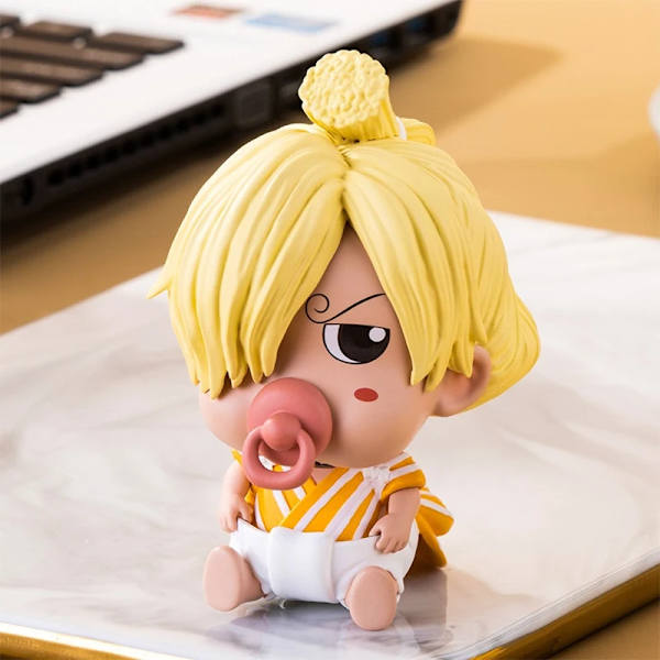 One Piece Anime Figur 11cm Baby Napp Luffy Zoro Sanji Franky Brook Figurine Söt PVC Samlarobjekt Modell Dekoration Leksak Barn Franky