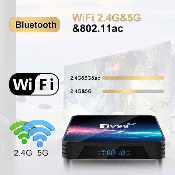 TV98 Android TV -boksi Android 12 TV -boksi H616 Quad-Core 2G + 16G - 2.4G&5G - Netflix Store Android-A1 Multimedia Box