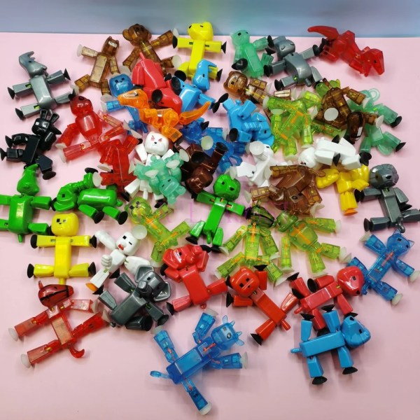 Slumpmässig 1st/3st Färg DIY Creat Animation Film Sticky Robot Sucker Sugkopp Rolig Deformerbar Stick Bot Action Figur Leksaker Different 15Pcs