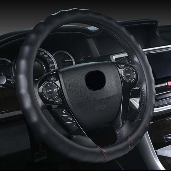(Svart)3D- cover Universal Läder Funda Volante Coche Volante Esportivo Coprivolante Slitstarka biltillbehör Interiör Black