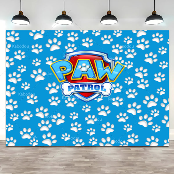 Hund Paw Bone Party Bakgrund Paw Patrol Vakttornet Födelsedag Bakgrund Anpassat namn Ålder Baby Shower Banner Poster Fotostudio Paw Patrol Polyester 150x100cm