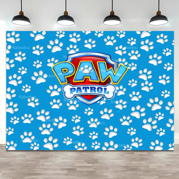 Hund Paw Bone Party Bakgrund Paw Patrol Vakttornet Födelsedag Bakgrund Anpassat namn Ålder Baby Shower Banner Poster Fotostudio Paw Patrol Vinyl 125x90cm