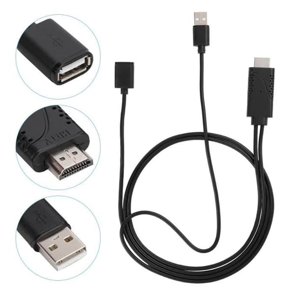 2 i 1 USB til HDTV HDMI Adapter TV USB-kabel til iPhone Android
