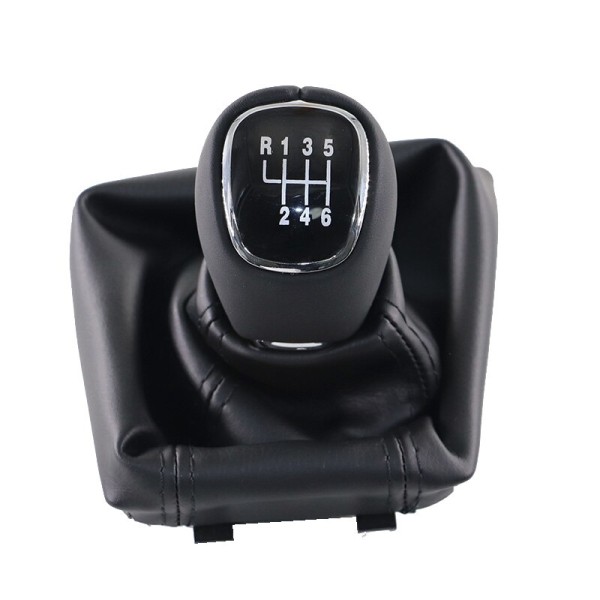 Krom & läder Bilväxlingsknapp Växelspak Gaitor Boot Cover för Skoda Octavia A7 MK3 2014-2017 dekorationstillbehör-6-växlad set 6 speed set
