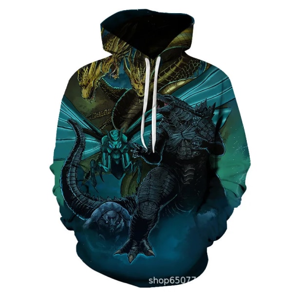 Godzilla Cosplay Hoodies Anime King of The Monsters Harajuku 3D print Mode Män Dam Sweatshirt Barnens Halloween kostymer 9 130cm