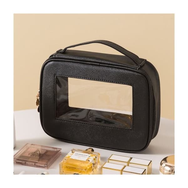 Transparent makeup taske med rum
