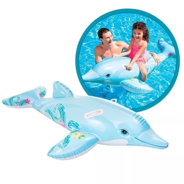 Delfin-formet pool float – Oppusteligt kæledyrsunderholdningsudstyr – Vandlegetøj til børn