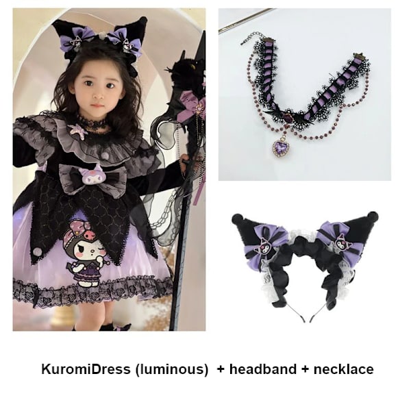 Anime Kawaii Sanrios My Melody Kuromi Lolita Barn Prinsessklänning Bekväm Söt Söt Tjej Tutu-kjol Toddler Födelsedagskläder Kuromi 19 130 cm