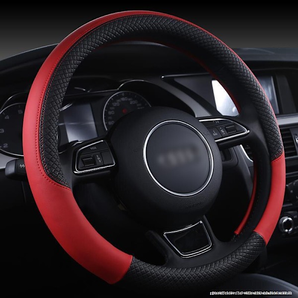 (Rött)Läder Cover Halkfri rattfläta för Audi A1 8X A2 A3 A4 A5 A6 Avant Inredningsdetaljer Red