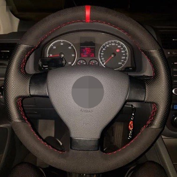 DIY svart äkta läder mocka cover för Volkswagen Golf 5 Mk5 VW Passat B6 Jetta 5 Mk5 Tiguan 2007-2011
