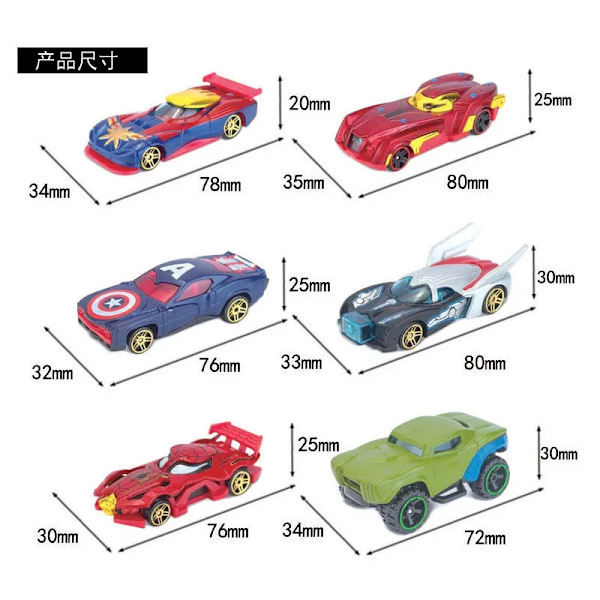 Disney Avengers billeksaker Captain America Hulk Ironman Spiderman-figurer Lastbil Rolig tillbakadragande fordonsleksak för pojkar Present Flash Chariot
