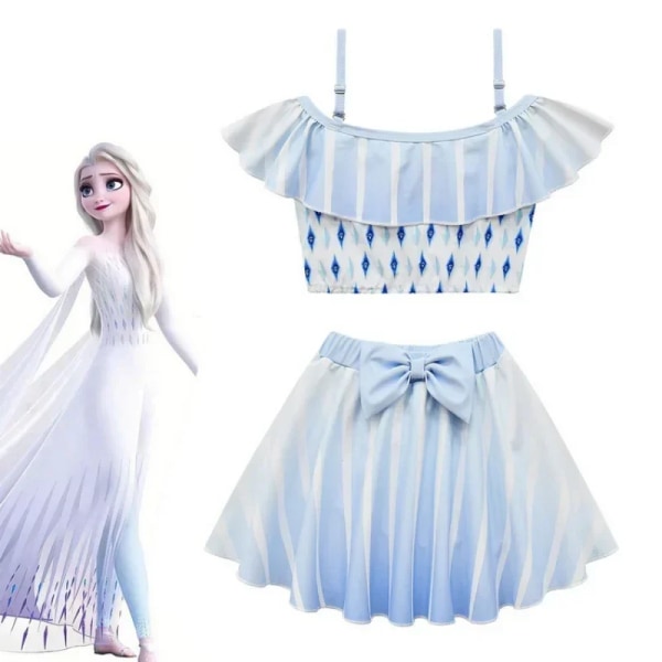 Disney Frozen Barn Badkläder Cosplay Elsa Anna Baddräkt för tjejer Kawaii Beach Kortärmad Kort kjol Hattar Barn Bikiniset Anna No hat 120cm