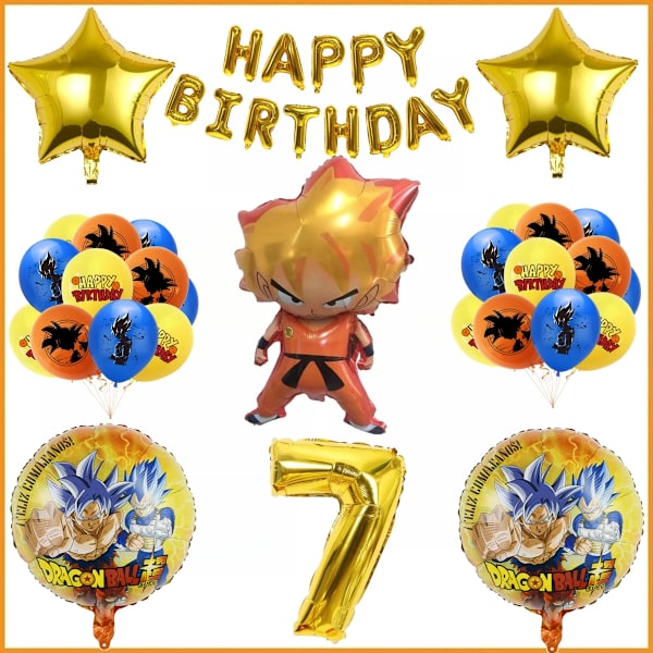 Dragon Ball Z Födelsedagsfest Dekoration Kopp Tallrik Servetter Baby Shower Son Goku Folie Ballonger Bakgrund Leksak Event Presentmaterial BPQ-55PCS