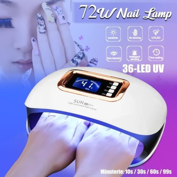 UV Lampe Negletørrer To Hænder Fødder 72W Professionel Med LCD Display Automatisk Sensor 4 Timerindstillinger