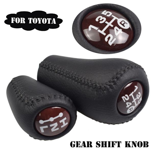 Äkta läder för Toyota Prado LC120 Land Cruiser Prado 2003-2009 Bil 5-växlad MT Växelspaksknopp Transmission+Transfer Gear Shift-Grå-2 Gray-2