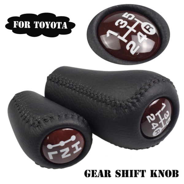 Äkta läder för Toyota Prado LC120 Land Cruiser Prado 2003-2009 Bil 5-växlad MT Växelspaksknopp Transmission+Transfer Gear Shift-Valnöt-Set Walnut-Set