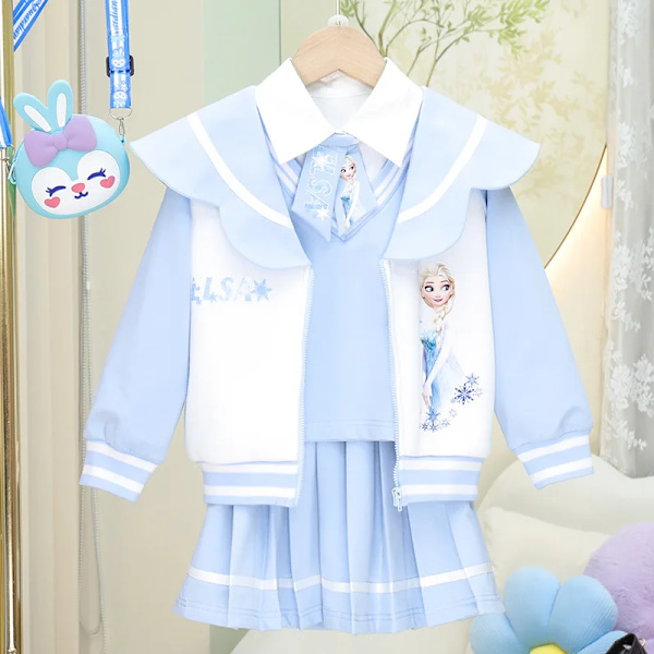 Anime Sanrios My Melody Kuromi Kawaii Autumn Winter Girl Tredelad Barnkostym Jk Plisserad kjol Skjorta Jacket Set Toddler Princess 3PCS 14 130cm