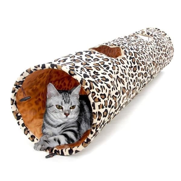 Kattetunnel - Leopard - 125cm - Stor - 2 Hull - Innendørs
