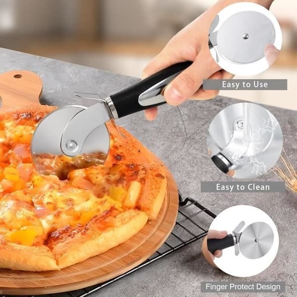 Pizzakutter, Pizzakutter, Pizzakutter i rustfritt stål, Pizzakniv, Pizzakutter, Lett å rengjøre i oppvaskmaskinen, Håndtak