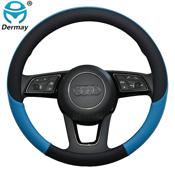(Lila)100 % DERMAY Läder Sportbilsrattskydd Cover för Audi A1 8X A2 A3 A4 A5 A6 Avant Biltillbehör Purple