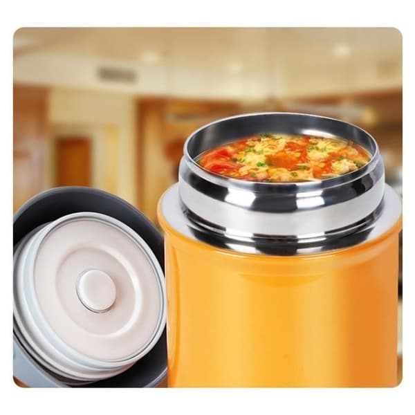 Isolerad matbehållare - Rostfritt stål - 450 ml - Läcksäker - Dubbla lager - Orange Orange