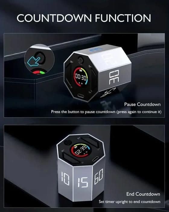 Moderne LCD Digital Kjøkkentimer, Visuell Timer for Lærere, Flip-up Cube Timer for Kjøkken