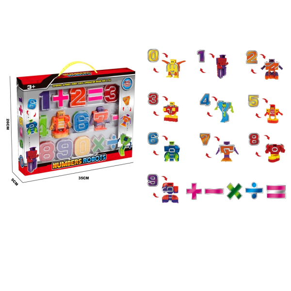 Transformation Robotleksaker för pojkar Nummerstudieserie STEM Utbildning Actionfigurer Leksak för barn Födelsedagspresent Byggklossar With Box