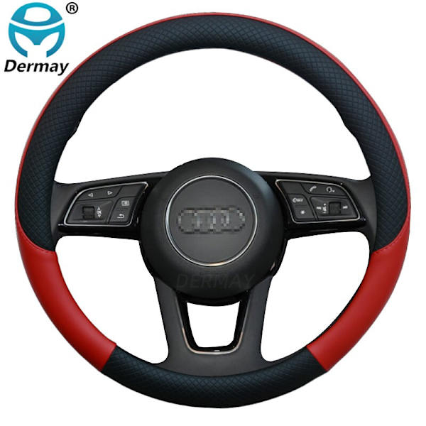 (Lila)100 % DERMAY Läder Sportbilsrattskydd Cover för Audi A1 8X A2 A3 A4 A5 A6 Avant Biltillbehör Purple