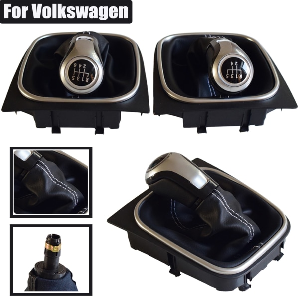 För VW Golf 6 Golf 5 A5 MK5 GTI GTD R32 2004-2008 Scirocco MT 5 6-växlad växlingsknapp Växelspak Damask Cover krage-krom-6 hastigheter Chrome-6 Speed