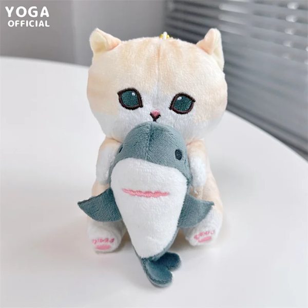 Kawaii Mofusand Anime Hobby Tempura Fried Räkor Haj Katt Tecknad Söt plysch docka hängsmycke väska hänge present till flickvän S3