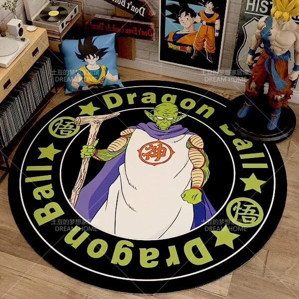 Anime Dragon Ball Rund Hemmatta Tecknad Goku Vegeta Halkfria fotmattor Vardagsrum Sovrum Sängbord Datorstol Golvmattor 13 80x80cm