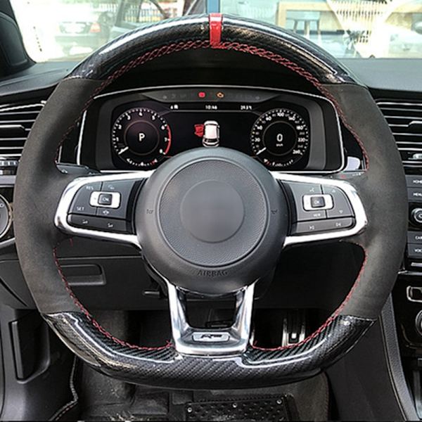 (Stil 5) DIY handsydd kolfiber svart mocka cover för Volkswagen Golf 7 GTI Golf R MK7 Polo Scirocco 2015 2016 Style 5