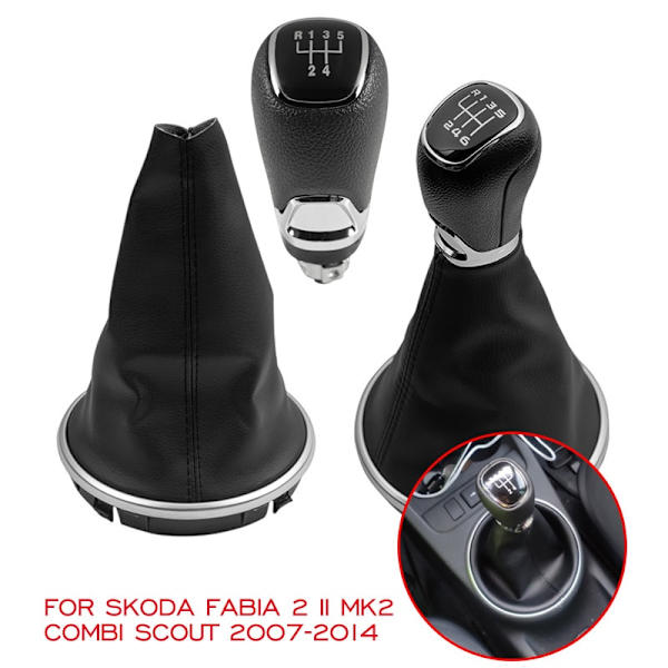 För Skoda Fabia 2 II MK2 Combi Scout 2007 2008 2009 2010 2011 2012 2013 2014 5/6-växlad Växelspaksknopp Växelväxel Boot Car Styling-5 Speed 5 Speed