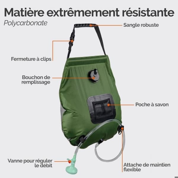 20L solbruserpose til camping eller have - Khakigrøn - Linxor Khaki green