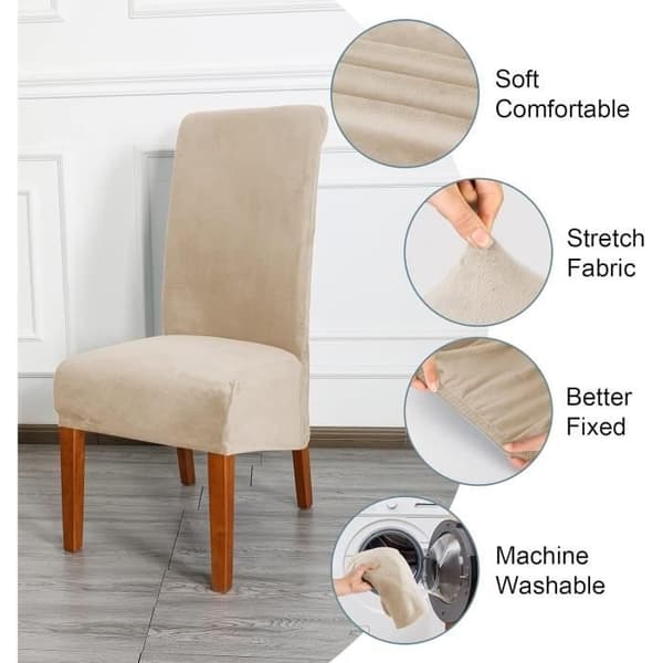 (Beige) Stolebetræk - YYV - XL - Elastisk - Vaskbart - Beige - Sæt med 2 Beige