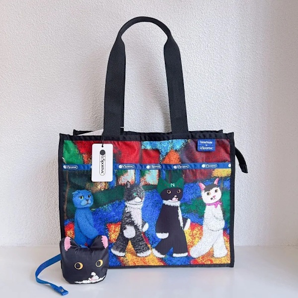 Lesportsac Kawaii Damtygväska Cat Co Branded Series Söt printed handväska Cross Body Bag Tote Bag 18