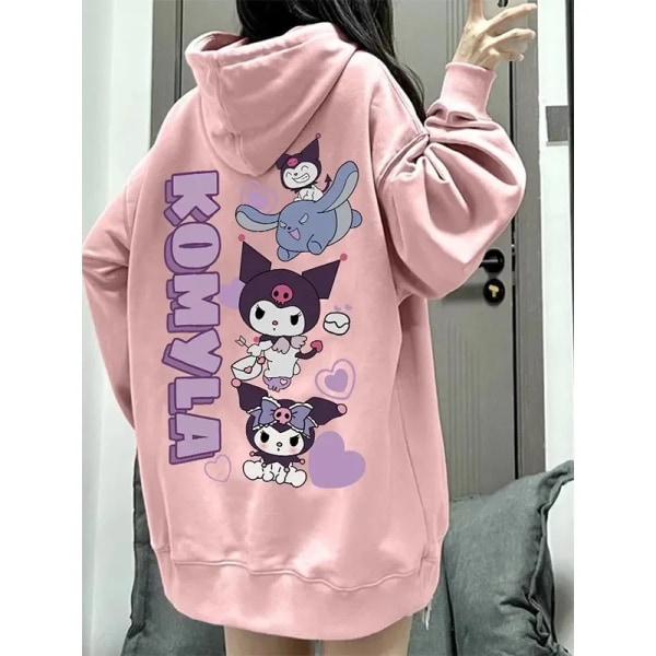 Ny Miniso Sanrio Kuromi huvtröja dam Y2K printed långärmad tröja Sweet Girl Pullover Kläder Present 3 L 50-60kg