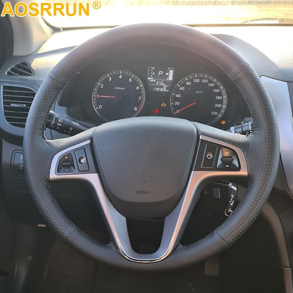 (röd linje)Biltillbehör Äkta läder Cover För Hyundai Solaris i25 i20 Accent 2009-2014 sedan halvkombi red line
