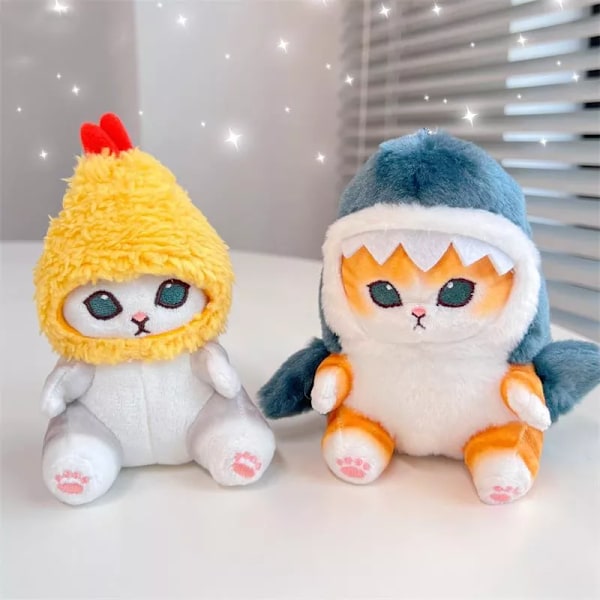 Kawaii Mofusand Anime Hobby Tempura Fried Räkor Haj Katt Tecknad Söt plysch docka hängsmycke väska hänge present till flickvän W2