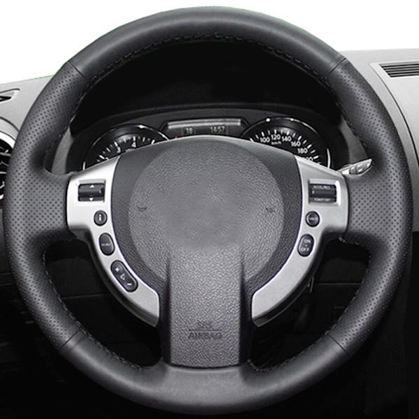 (svart tråd) Läder gör-det-själv-flätad handsömnad cover för Nissan Qashqai J10 J11 XTrail T31 NV200 Rogue Sentra b16 tillbehör black thread