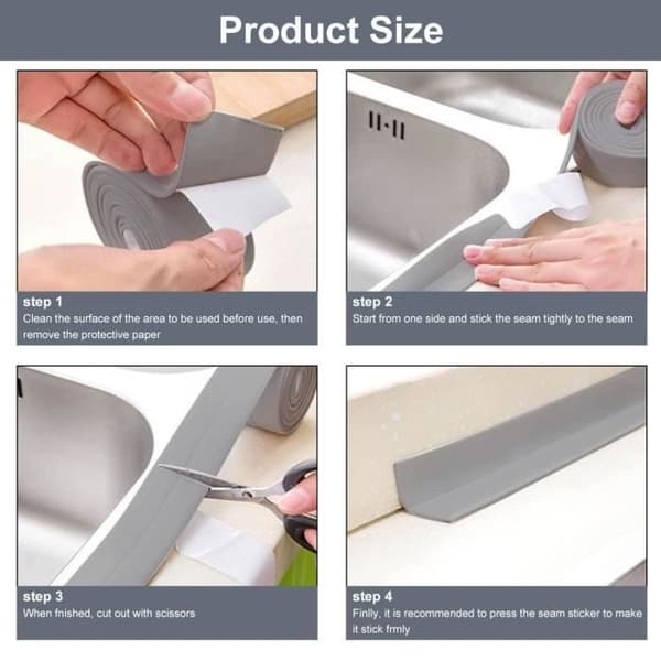 Baderomstetting, selvklebende vanntett stripe, hvit silikonbaderomstetting, badekartetting, baderomstetting