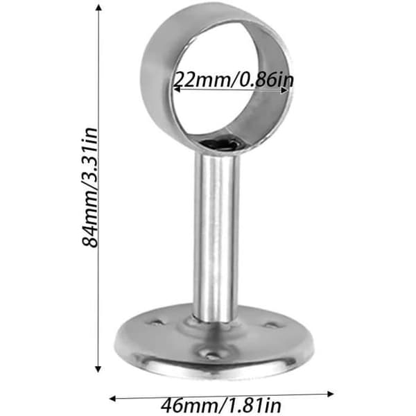 Gardinstångsfäste - ZVD - 4 st - Rostfritt stål - Silver - 22 mm diameter PZCC