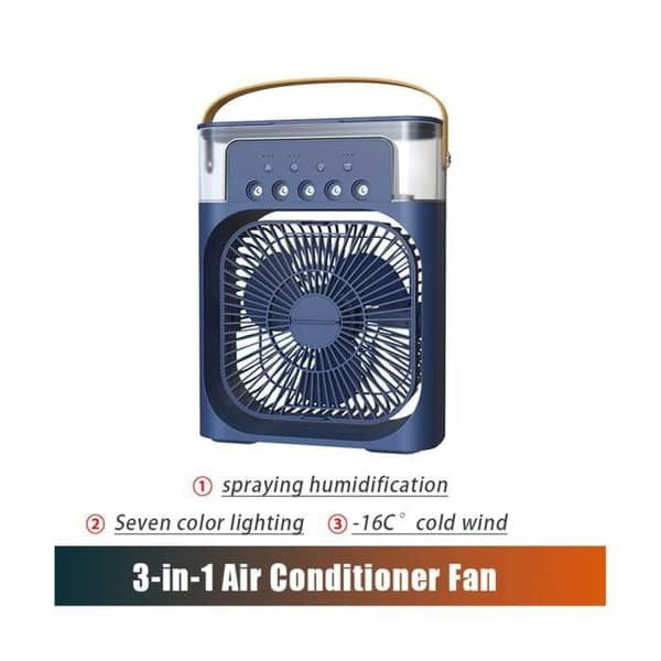 Bærbar Aircondition Ventilator 3 i 1 Befugtet Luftkøler med 7 Farver LED Ventilator