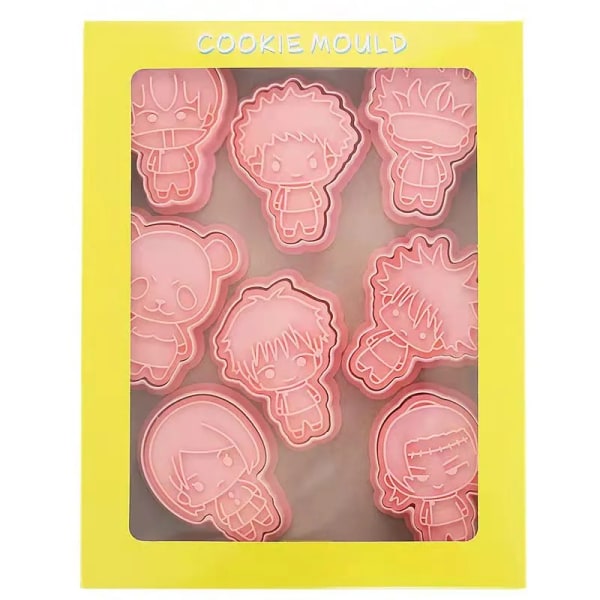 Tecknad Anime Blade of Ghost Cookie Cutter Demon Slayer Press Form 3D DIY Prägling Pressform Fondant Bakelse Form Conjuration 8pcsB