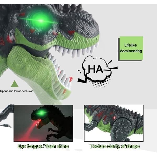 Fjernkontroll Intelligent Dinosaurrobot med røykeffekt, lys og lyder for barn