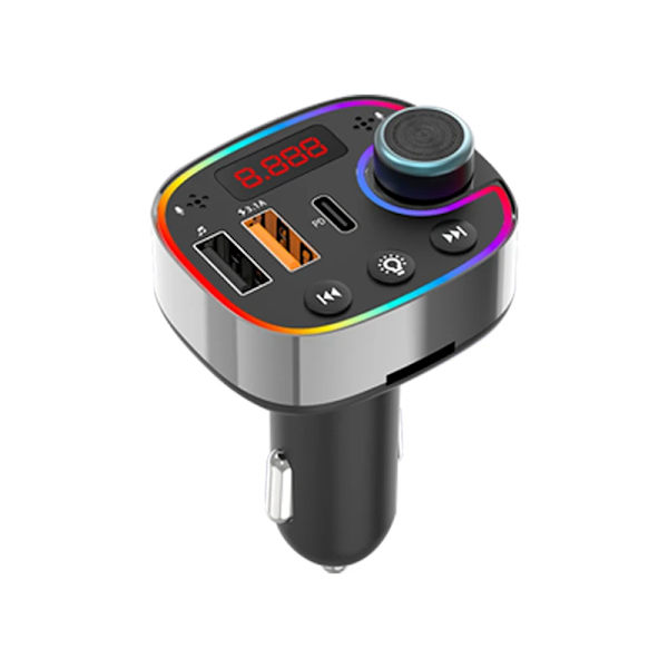 Bil FM-sändare Bluetooth 5.0 Handsfree Bilsats Audio MP3 Modulator 2.1A Spelare Audiomottagare 2 USB Snabbladdare För iPhone T6
