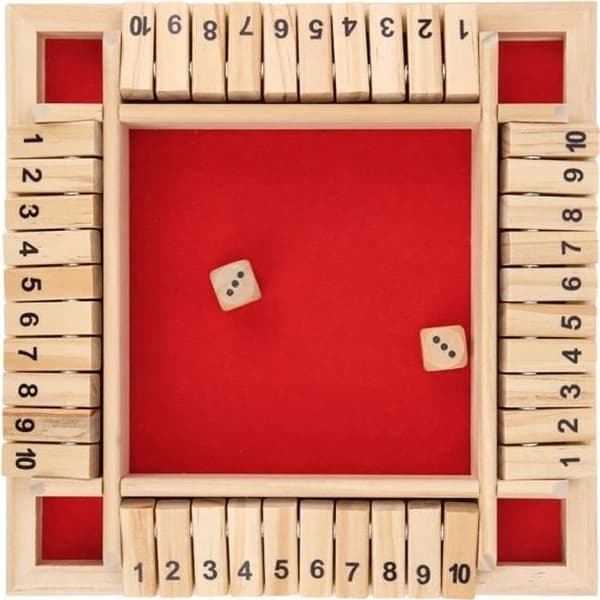 Terningespil - EJ.LIFE - Luk kassen - Træ - 4 sider - 2 til 4 spillere Red flannel