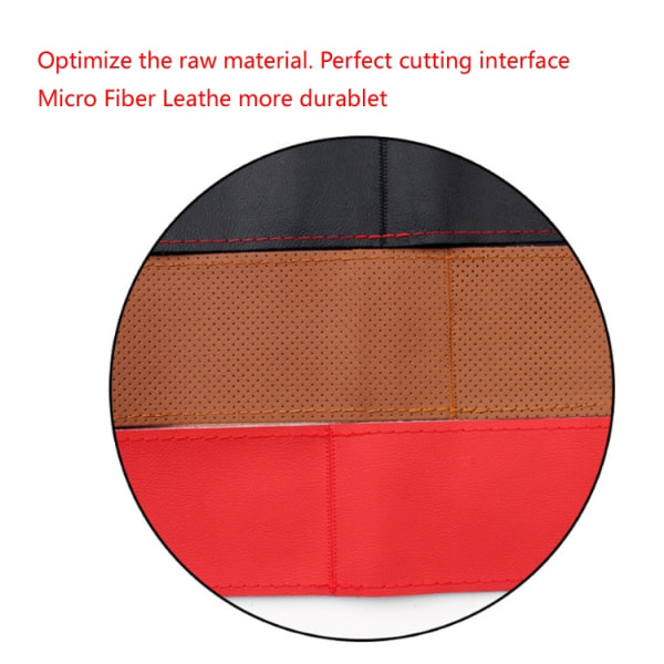 (47CM BLACK LINE RED)stort cover för RV Truck mikrofiber läder bilrattfläta Hållbar 47cm Anpassad storlek 47CM BLACK LINE RED